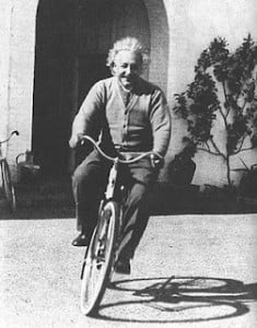 Einstein rides a bicycle